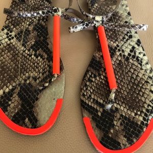 Dolce Vita Snakeskin + Neon Ankle Strap Sandals